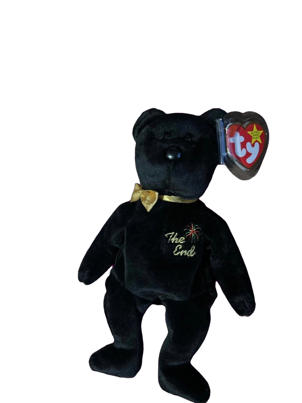 TY”The End" Bear1999 Retired MintCondition-W/ Heart Tag Protect Tag Errors/Vint